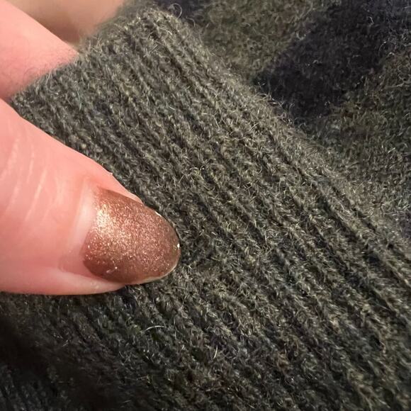 Vince Breton Stripe Turtleneck Cashmere Sweater In Heather Moss/ Coastal - Picture 9 of 12